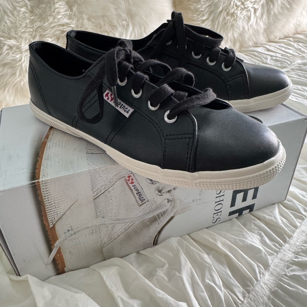 Superga Black Lace-Up Sneakers